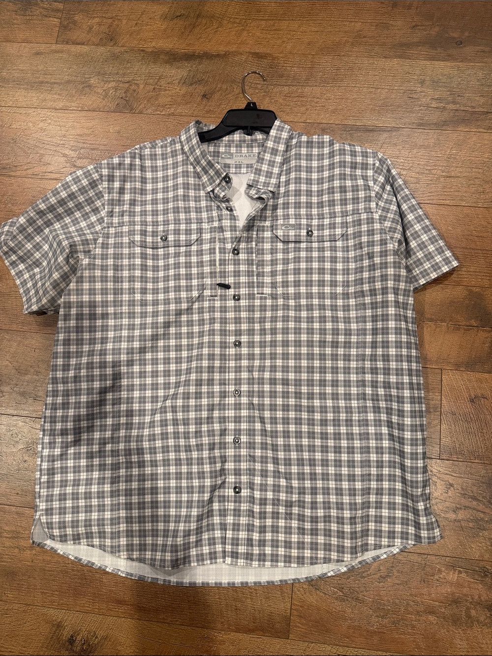 Drake Gray and White Plaid Short Sleeve Button-Down Shirt xxl new condition